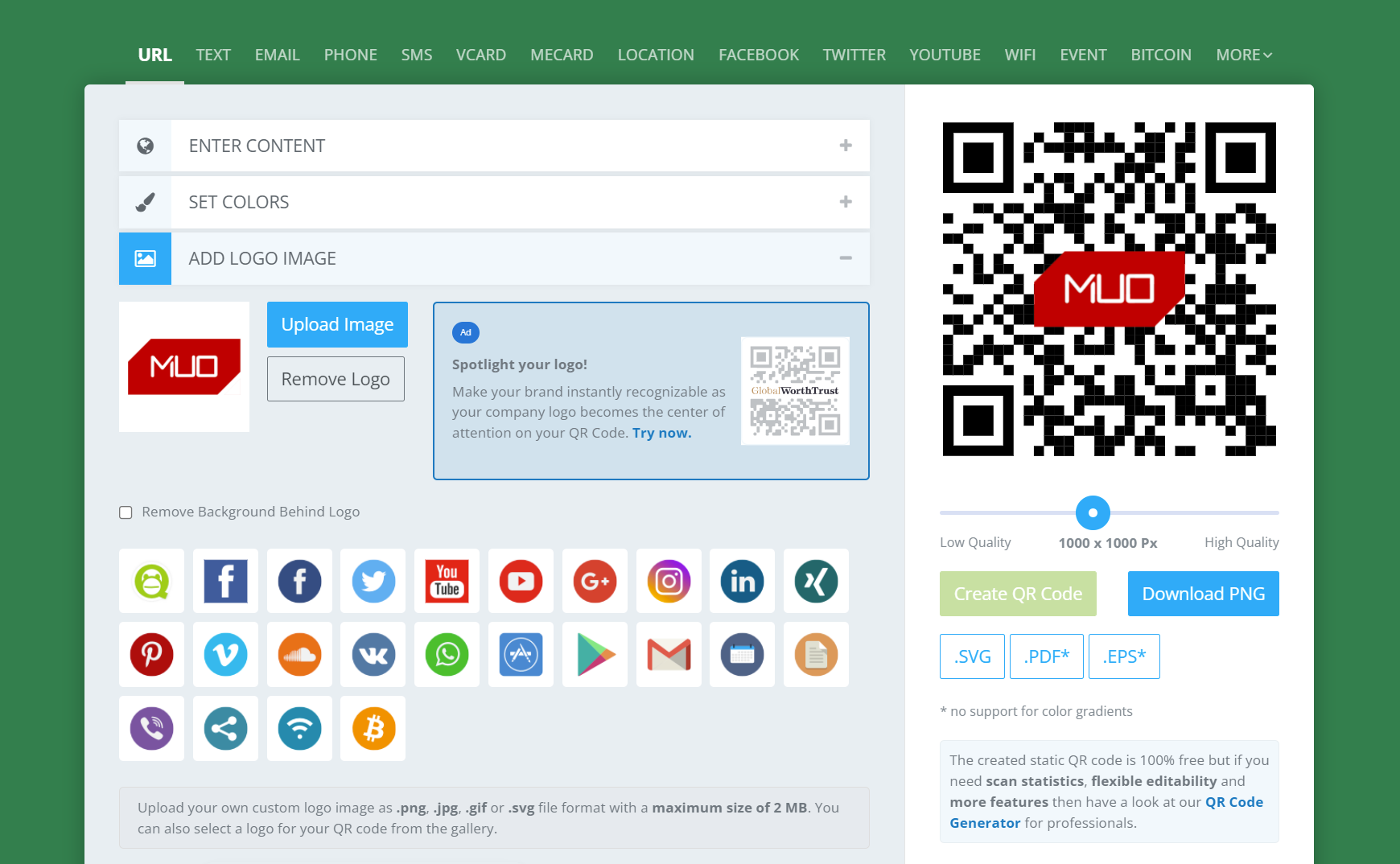 Интерфейс генератора QR‑кода: создание бесплатного кода онлайн
