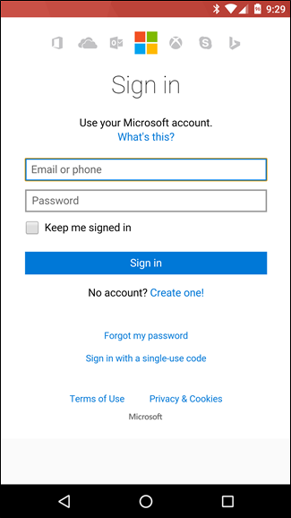 Вход в учётную запись Microsoft для Live/Outlook
