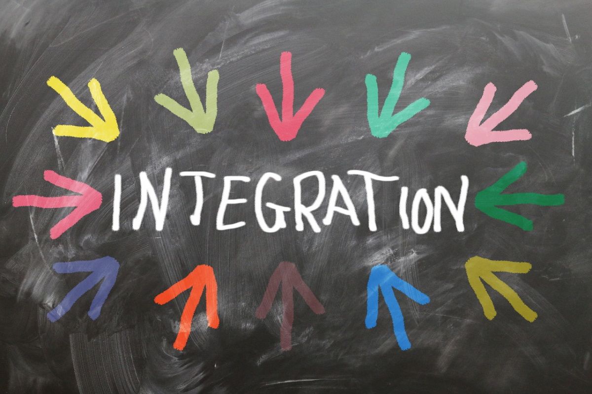 Изображение со словом «integration» на фоне схемы