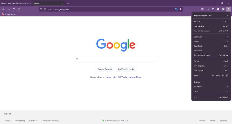 Меню закладок Firefox с подпунктом Управление закладками
