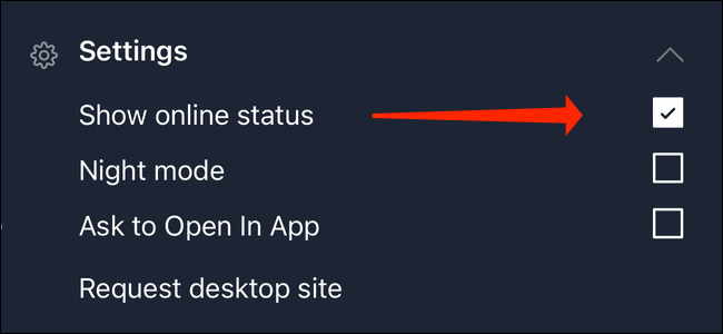 Параметр 'Показывать онлайн‑статус' в мобильной версии Reddit