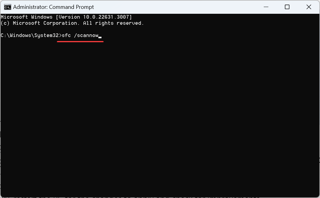 Результат команды sfc /scannow