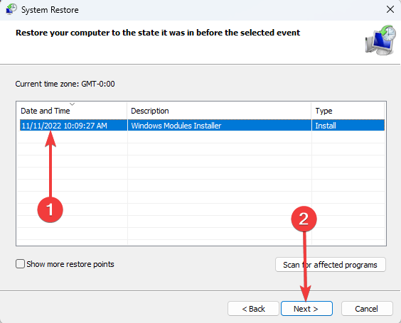 Подтверждение точки восстановления