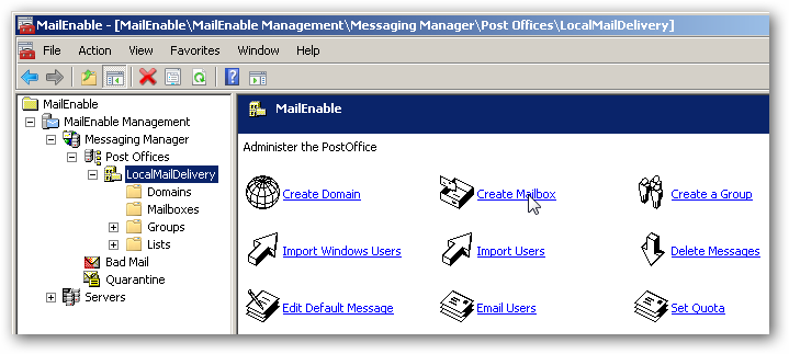 Создание почтового ящика в MailEnable
