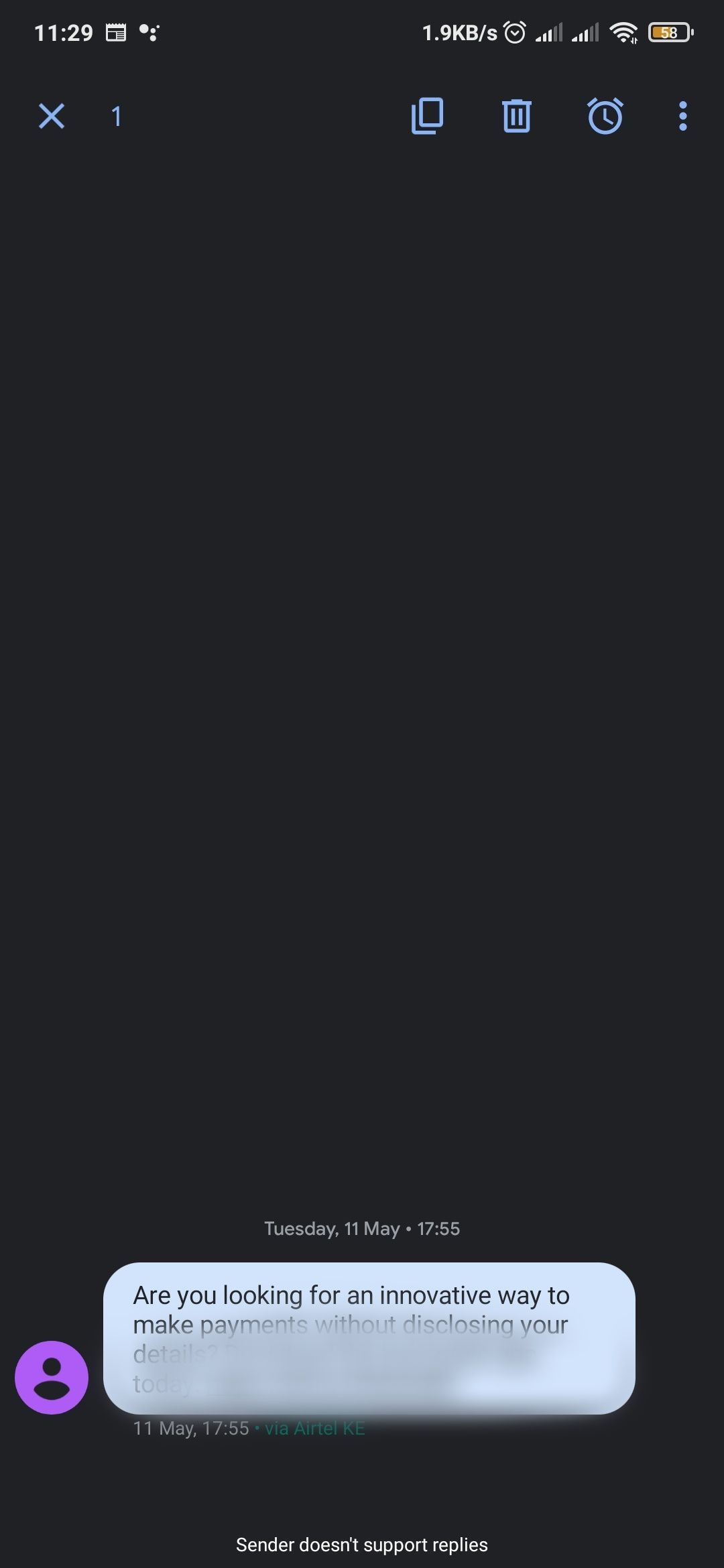 Параметры сообщения в приложении Android Messages