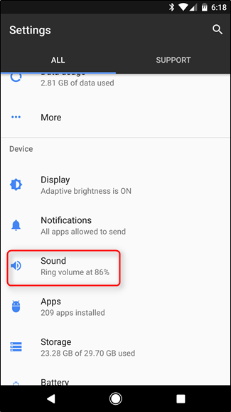Скриншот Android: выбор рингтона в списке системных тонов