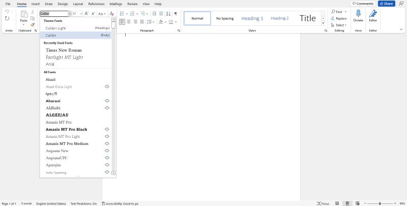 Установка шрифтов через настройки шрифтов Microsoft Office