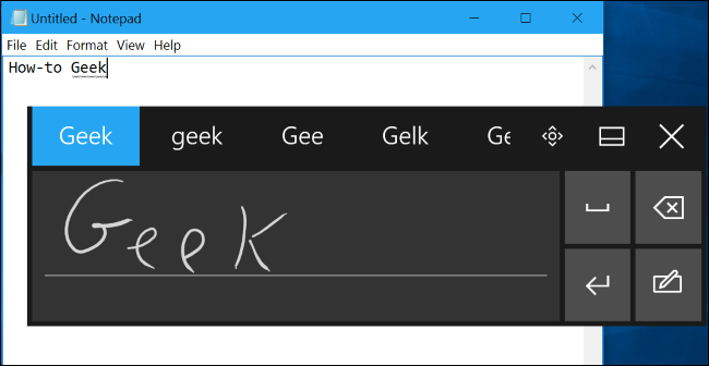 Написание слова на панели рукописного ввода и варианты распознавания