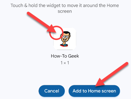 Теперь можно удерживать значок и поместить его на главный экран или выбрать автоматическое добавление.