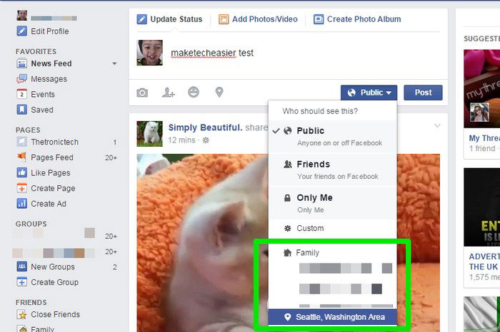 Выбор списка людей для публикации статуса
