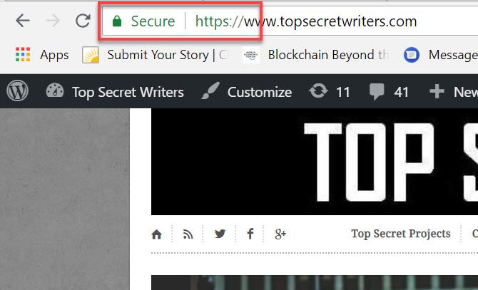 Строка браузера с защитой HTTPS