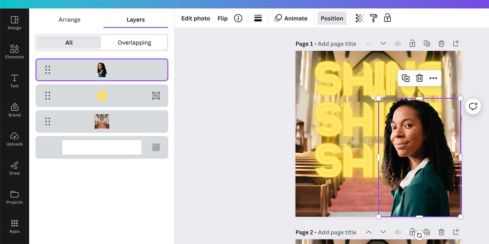 Слои в Canva для создания глубины