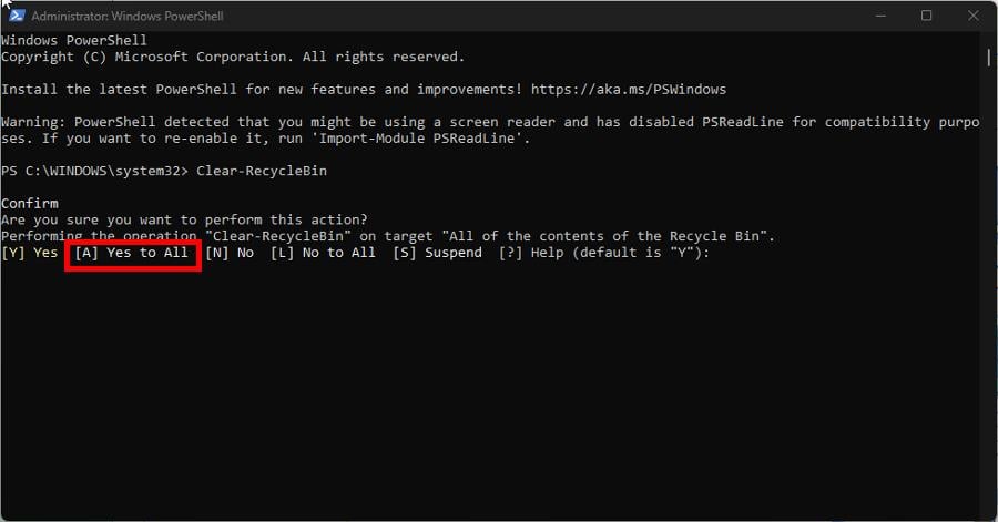 Подсказка: Нажмите A для подтверждения очистки