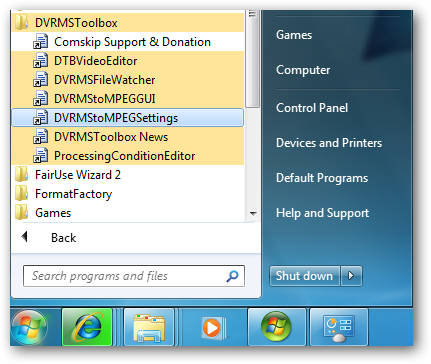 DVRMSToolBox: доступ к настройкам DVRMStoMPEGSettings
