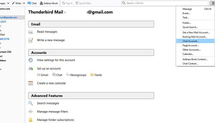 Create New Chat Account Thunderbird