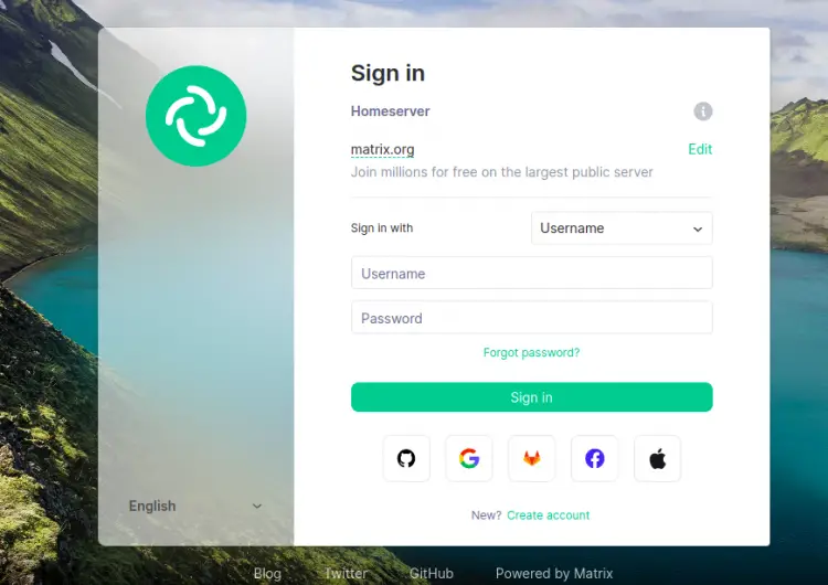 Riot/Element — выбор настроек сервера