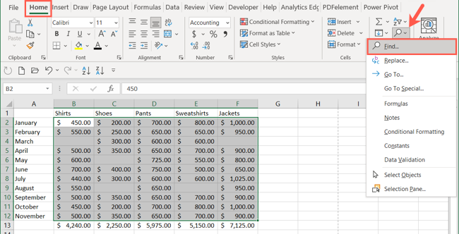 Кнопка 'Найти и заменить' в ленте Excel