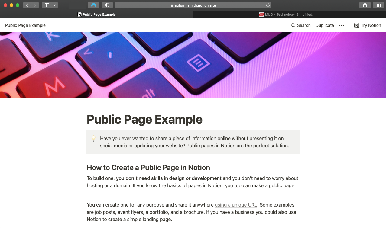 Скриншот простого макета сайта в браузере