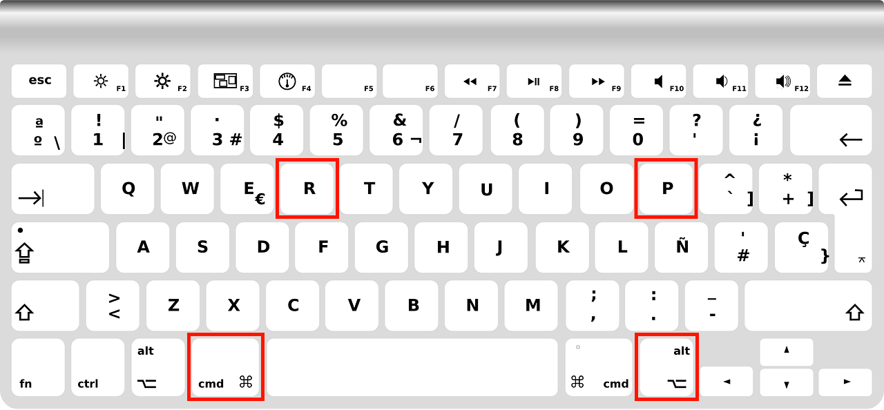 Сброс NVRAM на Mac: удерживание клавиш Cmd+Option+P+R