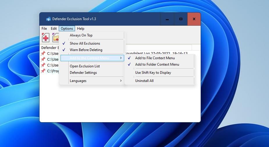 Опция Добавить в контекстное меню файлов