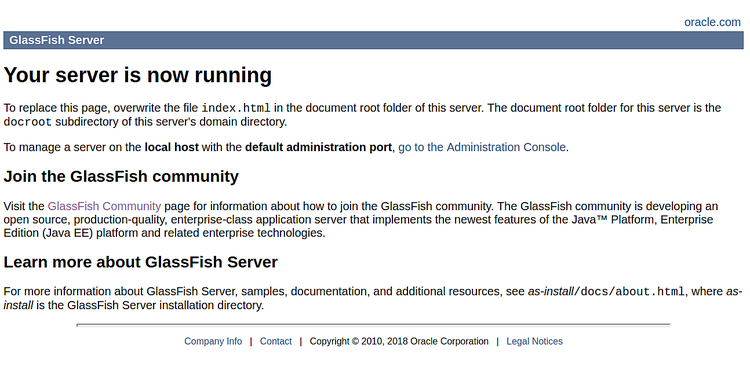 Страница по умолчанию GlassFish