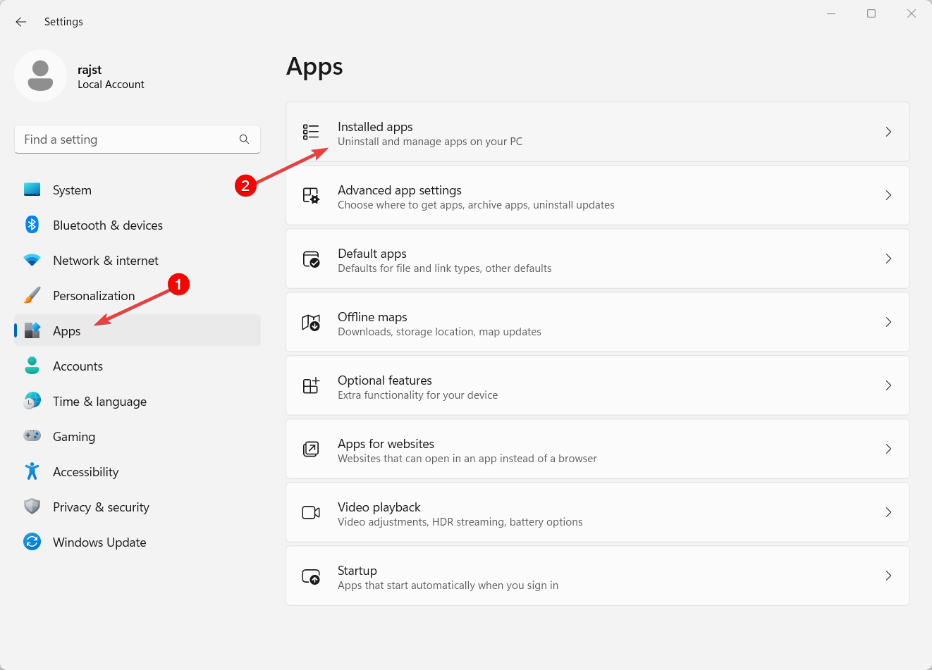 Экран установленных приложений