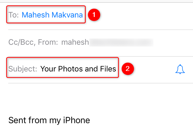 Заполните поля «Кому» и «Тема».