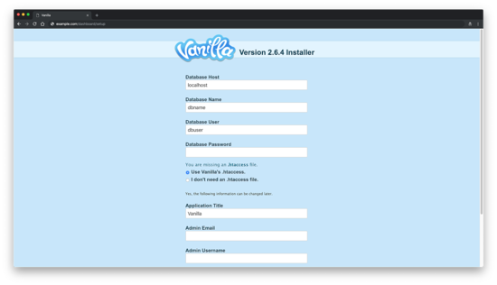 Инсталлятор Vanilla Forum