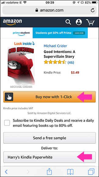 Кнопка покупки и выбор устройства для доставки