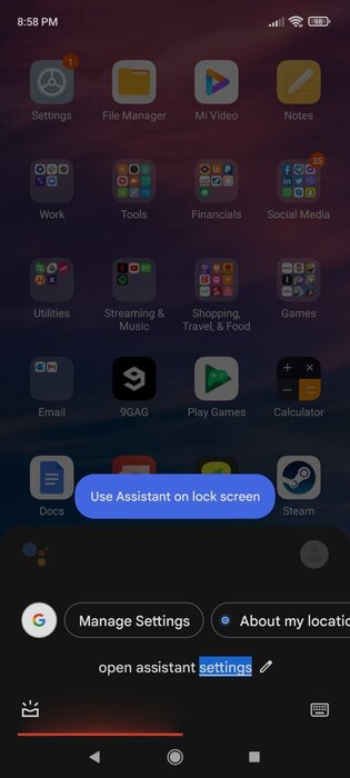 Настройки Google Assistant