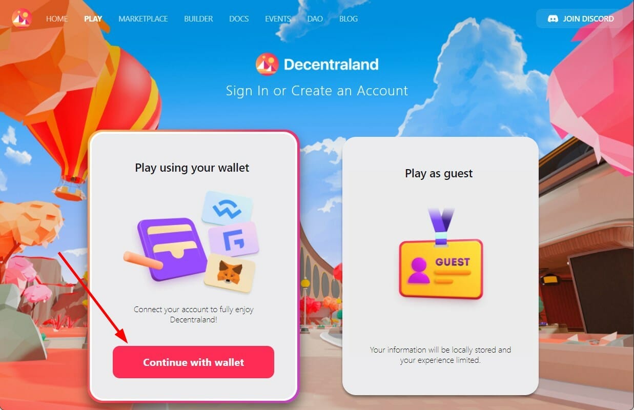 Экран выбора способа подключения кошелька