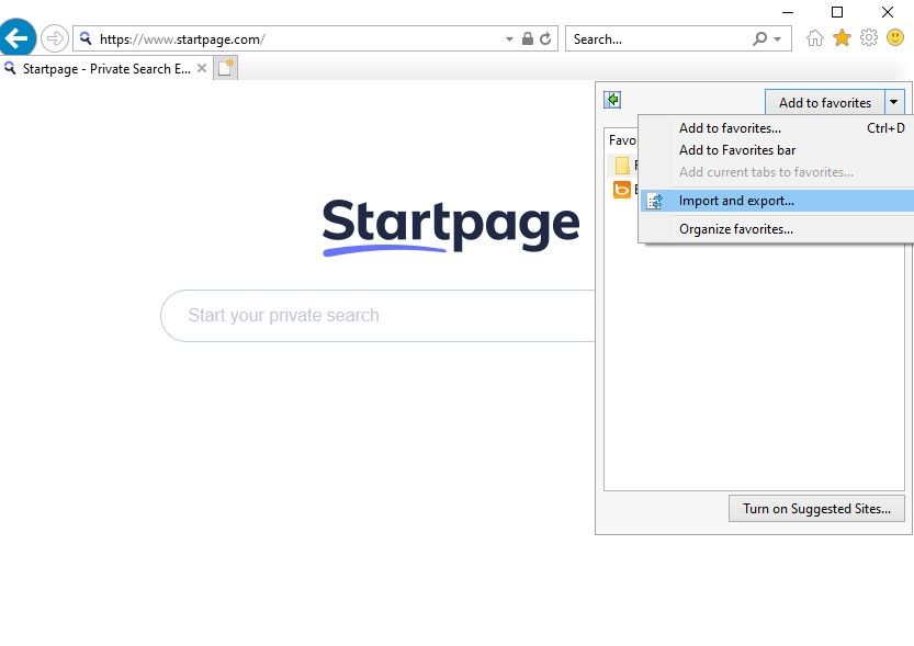Экспорт данных из Internet Explorer 11