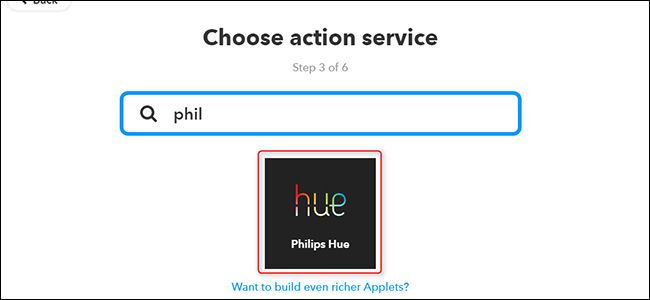 Сервис Philips Hue в IFTTT