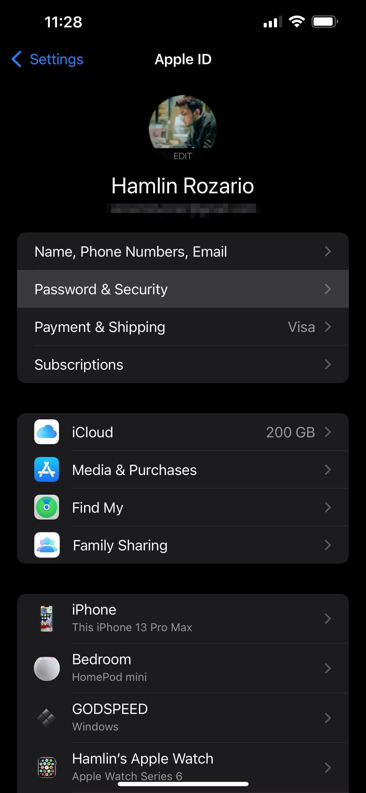 Настройки Apple ID на iPhone