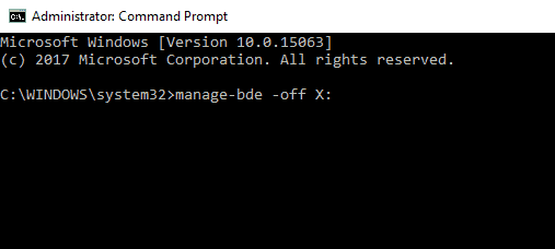 Окно командной строки управления BitLocker