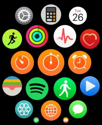 Меню приложений Apple Watch