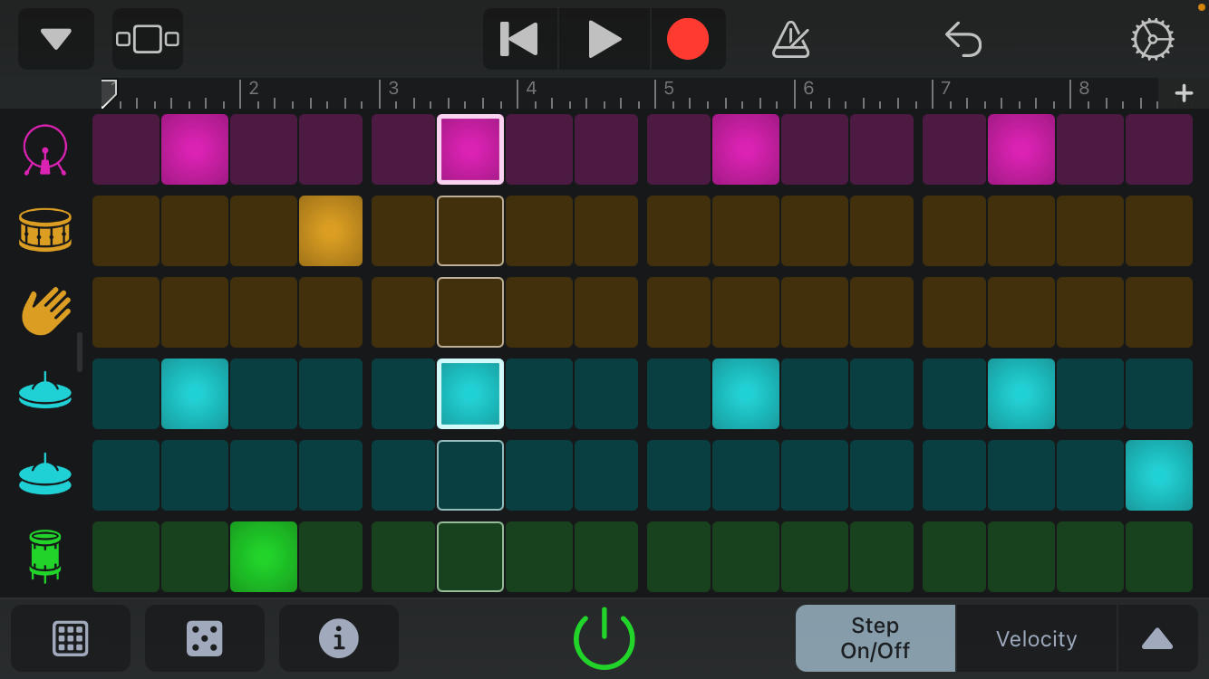 Секвенсор ударов (Beat Sequencer) в GarageBand