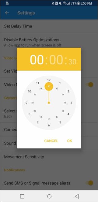 Выбор длительности видеозаписи в Haven