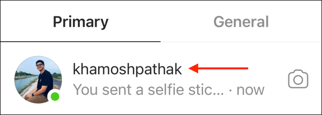 Выберите разговор в директе Instagram