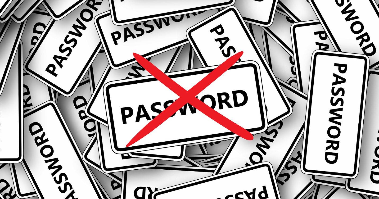 Фон с разбросанным словом «Password» и красным крестом в центре
