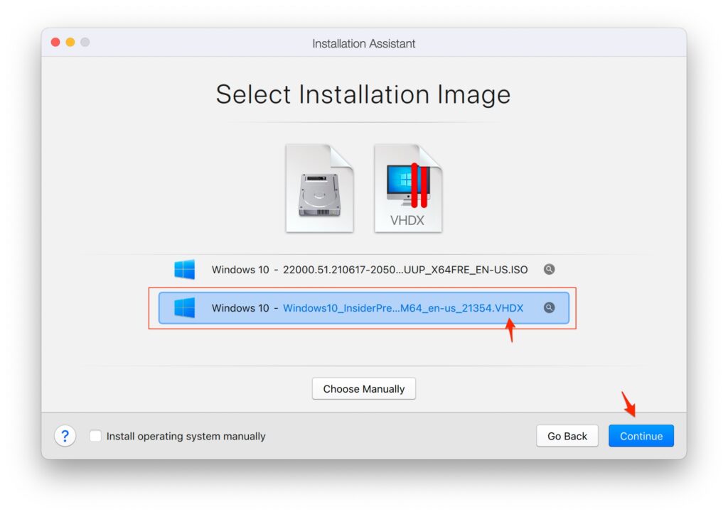 Parallels обнаруживает образ Windows