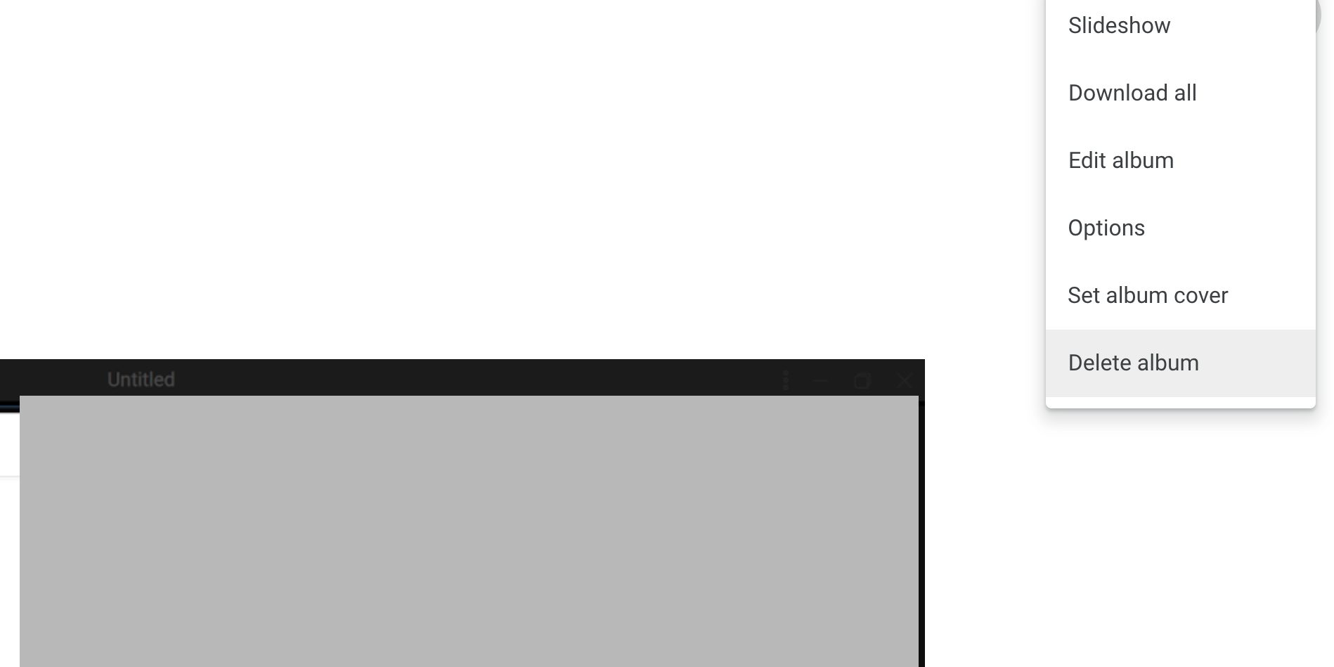 Удаление альбома в Google Photos на вебе