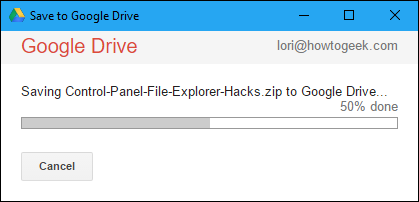 Диалог сохранения файла в Google Drive