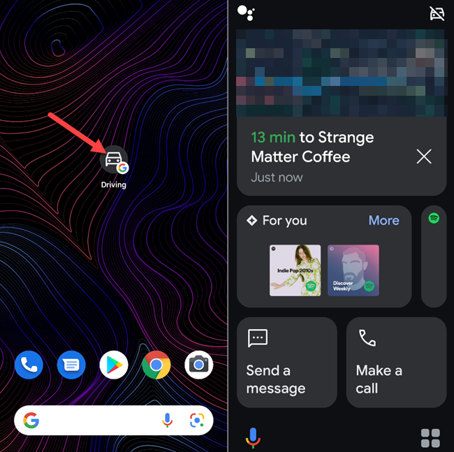 Ярлык режима вождения на главном экране и интерфейс режима
