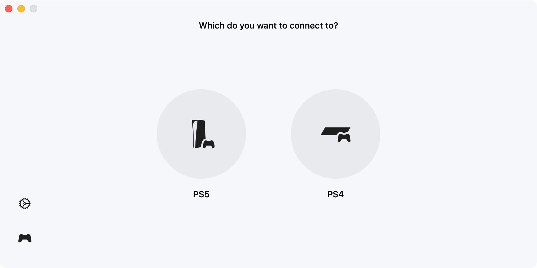 Remote Play app prompting for console selection on macOS.