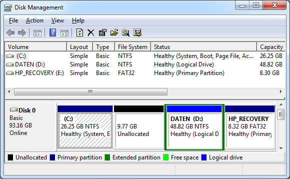 shrink partition windows 7