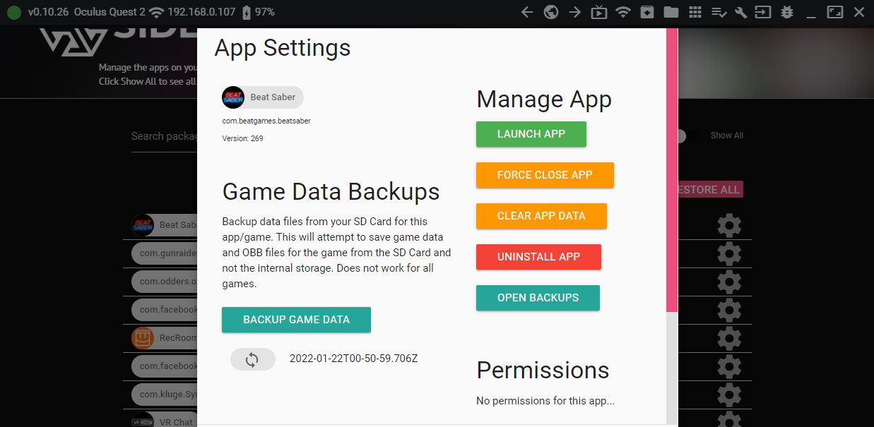 Uninstall Beat Saber Quest