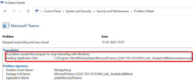 Просмотр описания ошибки в Мониторе надёжности