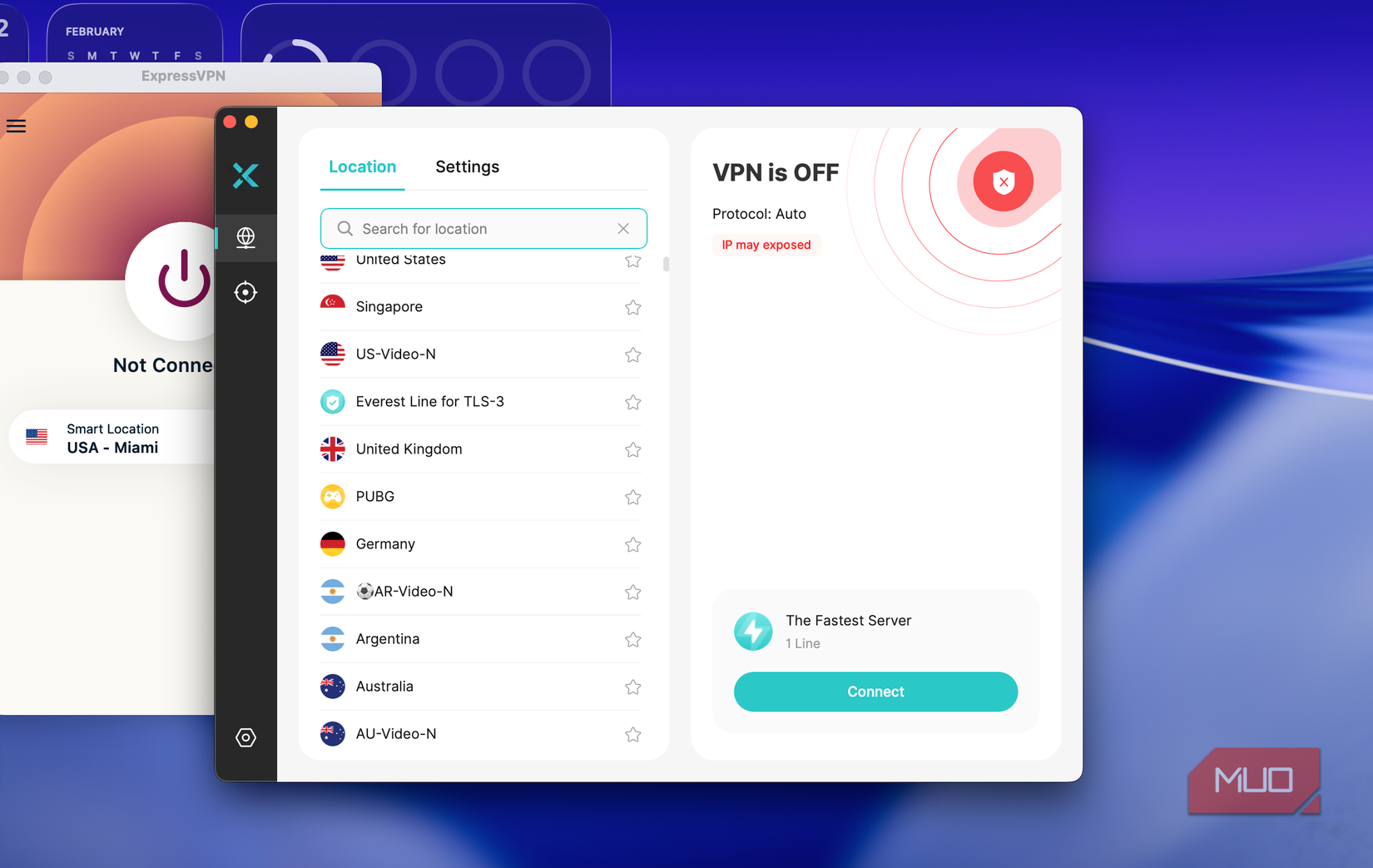 Список стран в приложении X‑VPN — интерфейс выбора местоположения