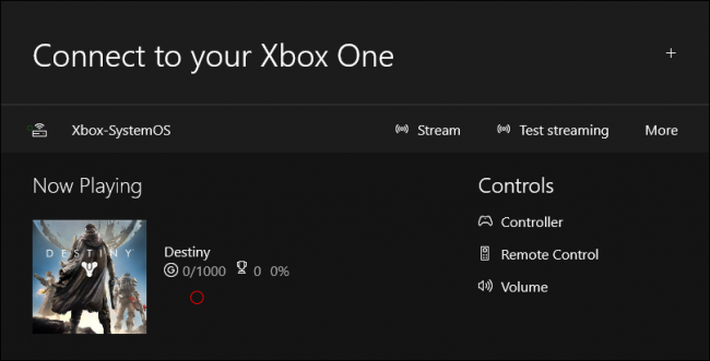 Кнопка Трансляция в верхней части окна приложения Xbox